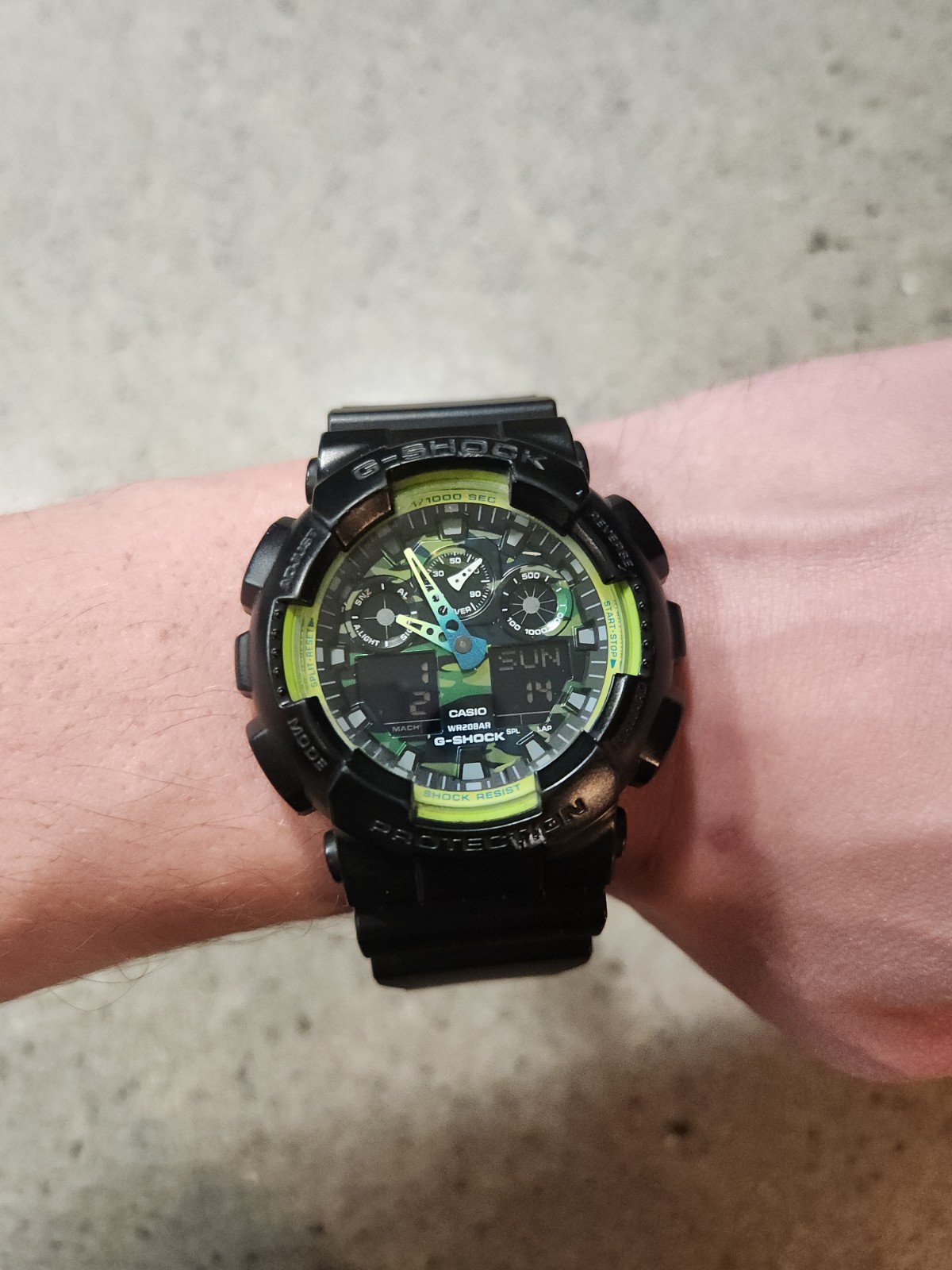 Casio G-Shock GA-100LY Black/Green Analog Digital Men’s Watch **NEW BATTERY**