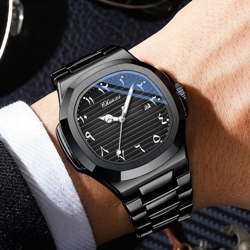 CHENXI Men Business Eastern Arabic Numerals Dial Luminous Calendar Quartz Watch