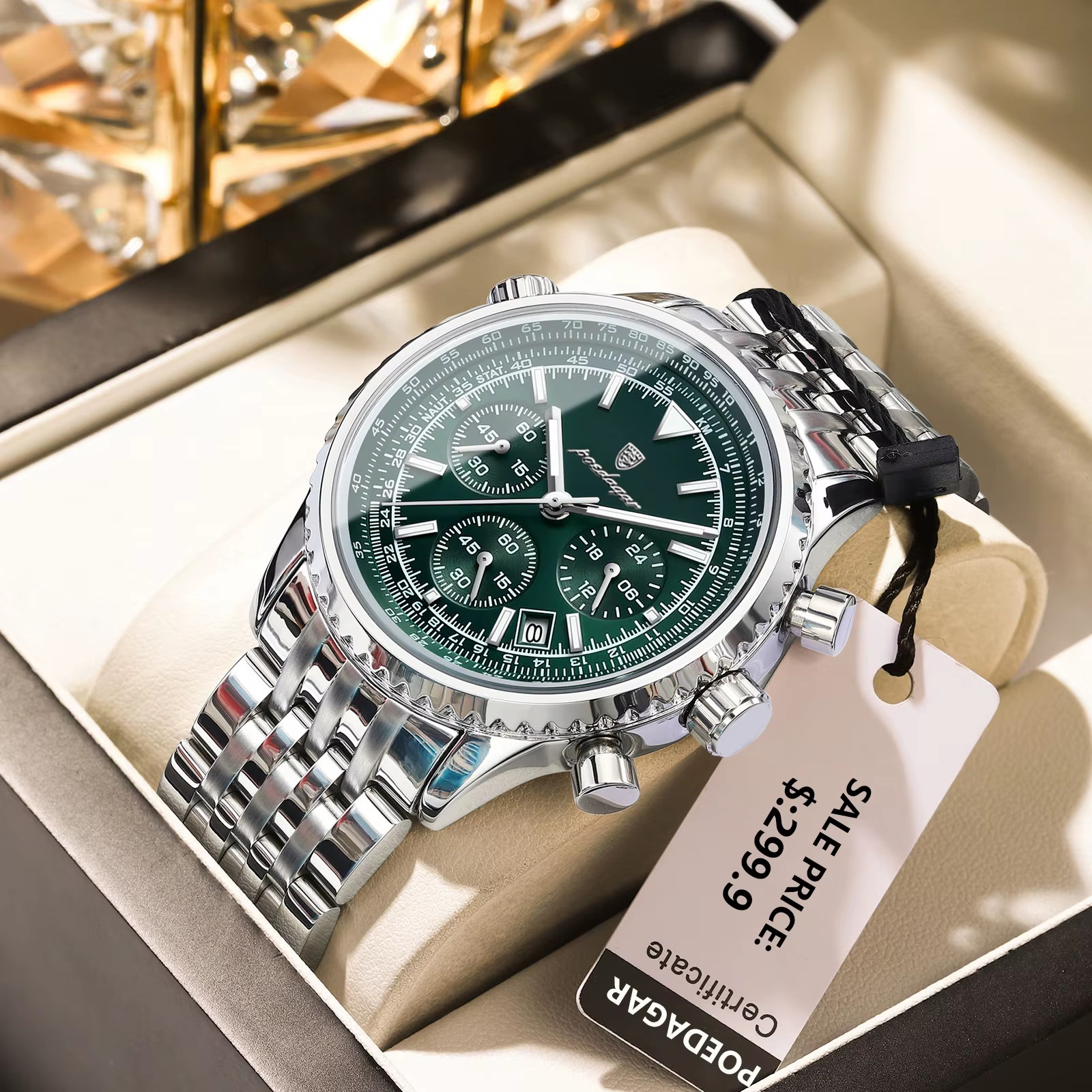 POEDAGAR Fashion Military Men’s Watches Waterproof Luminous Date Chronograph Man
