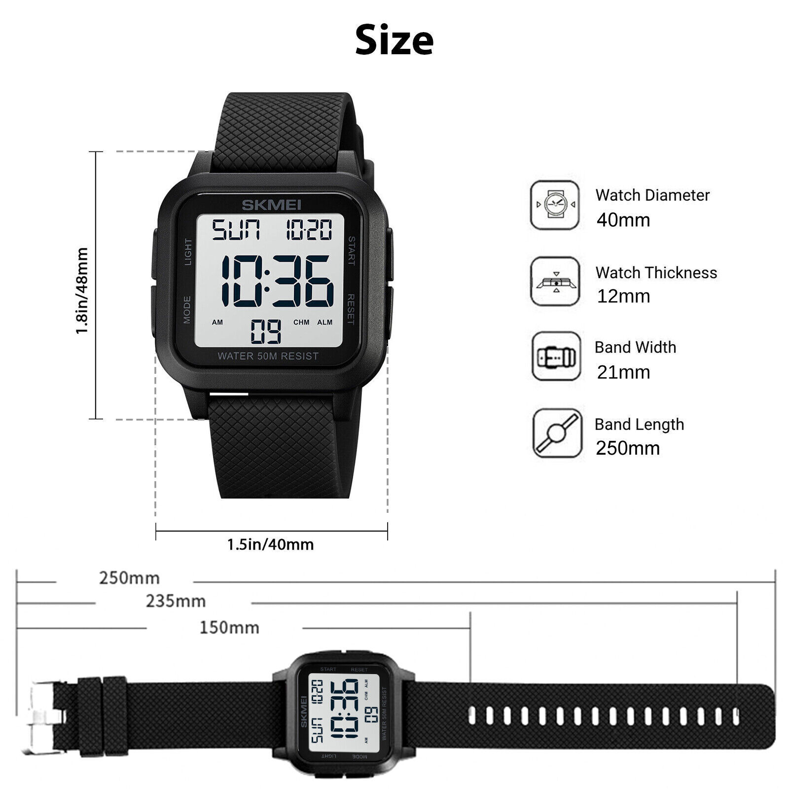 Men’s Military Sports Watch LED Screen Large Digital Face Waterproof Wristwatch