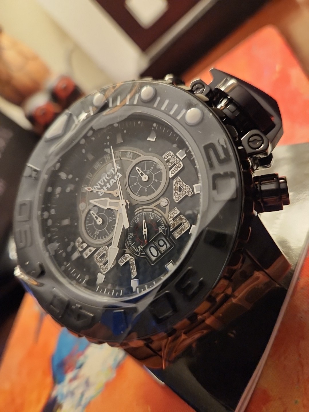 GIGANTIC Rare Limited 201 of 1K Invicta SHAQ 0.24 Carat Diamond 80mm bezel 33731