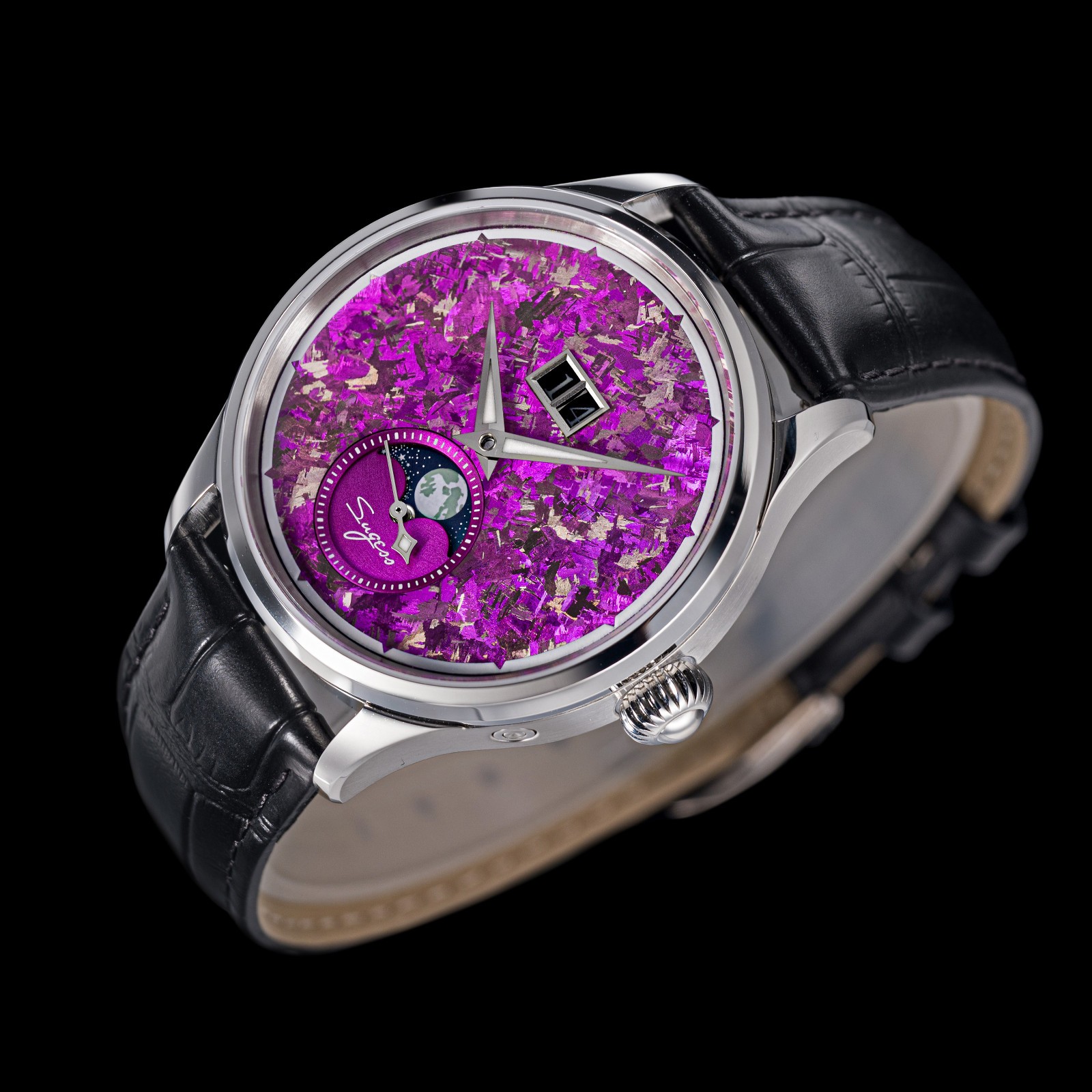 Sugess MoonPhase Master Crystallized Titanium Mens Watch Seagull 1963 S401.ZP