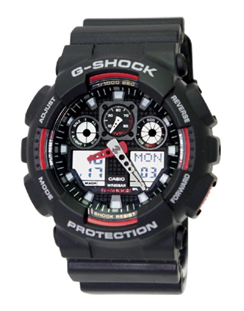 Casio GA100-1A4 G-Shock X-Large Red Black Ana/Digi Men Watch NEW