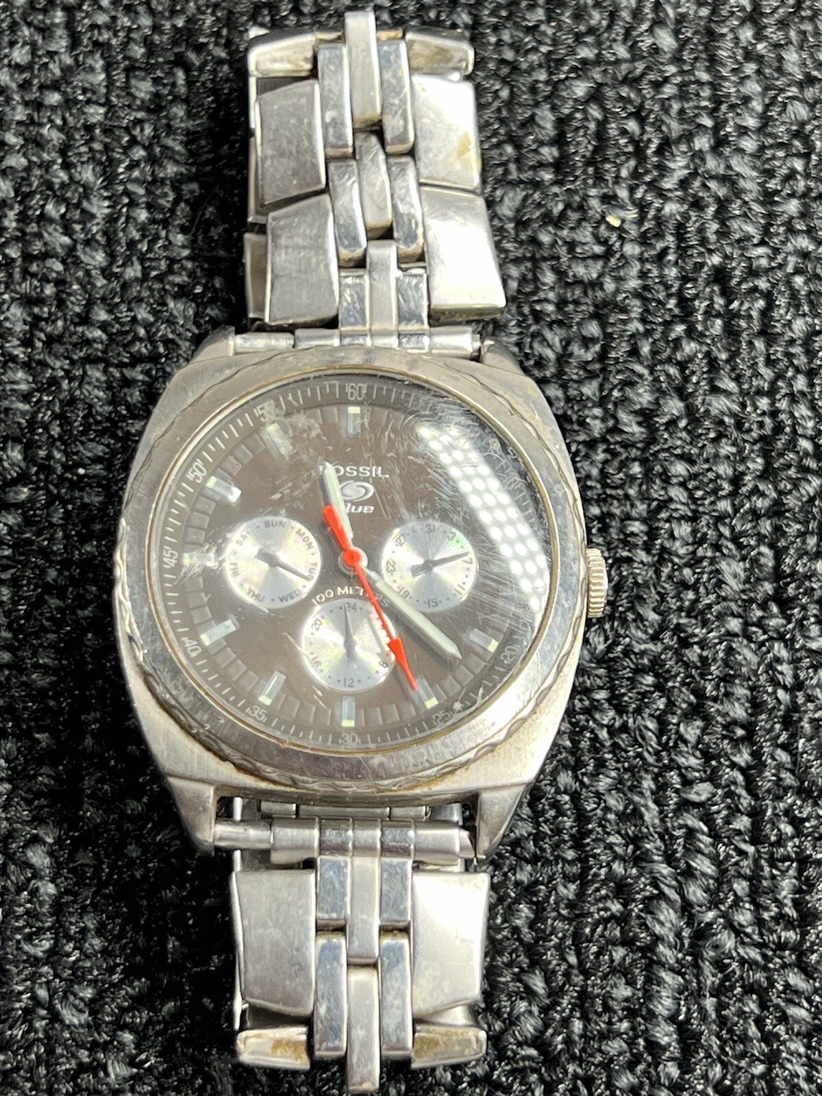 Fossil Blue Men’s Whisk Watch BQ-9164- 340302 Water Resistance 100 M- 330 Feet