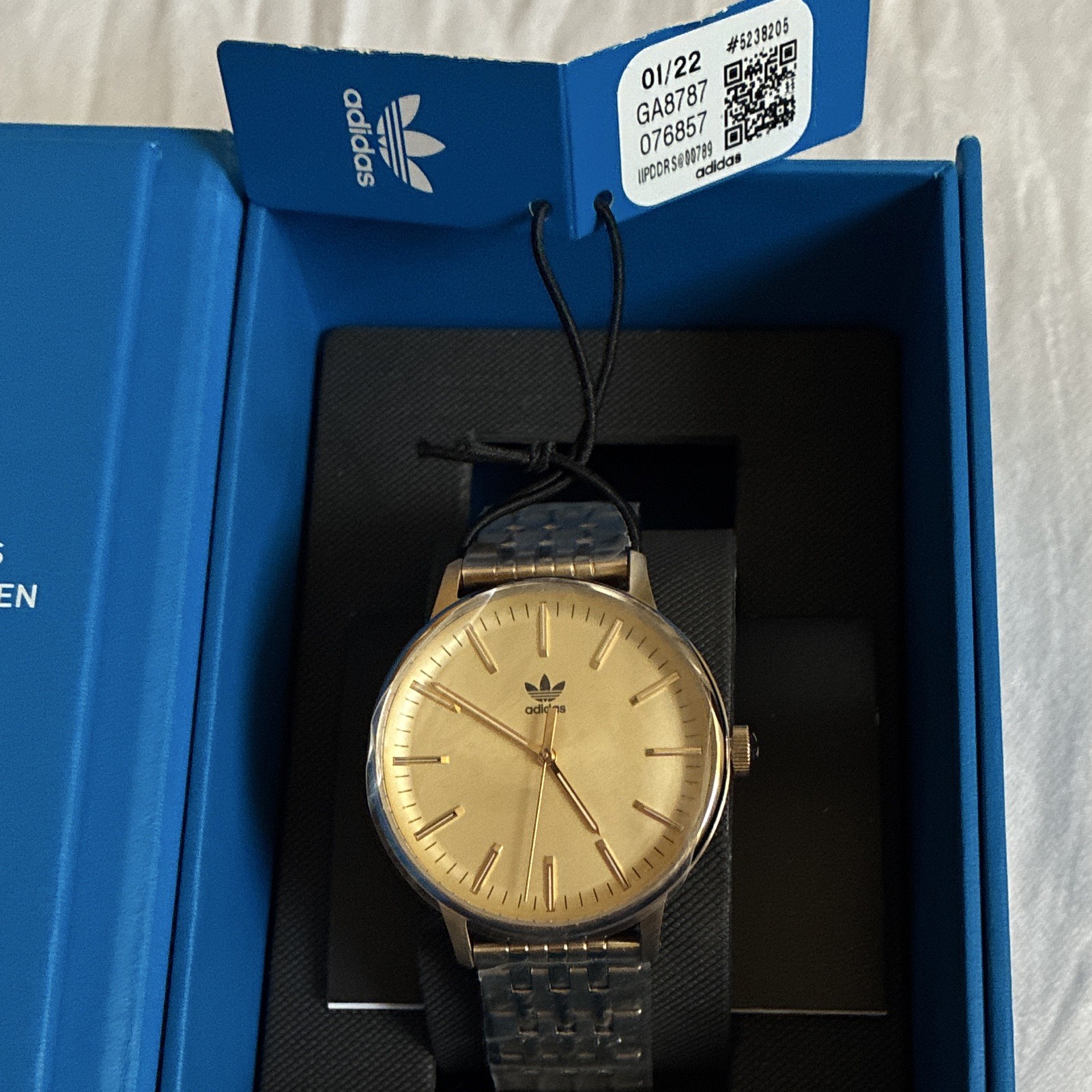adidas Originals Analog Quartz Watch Gold Dial Stainless Bracelet 33mm w/Box