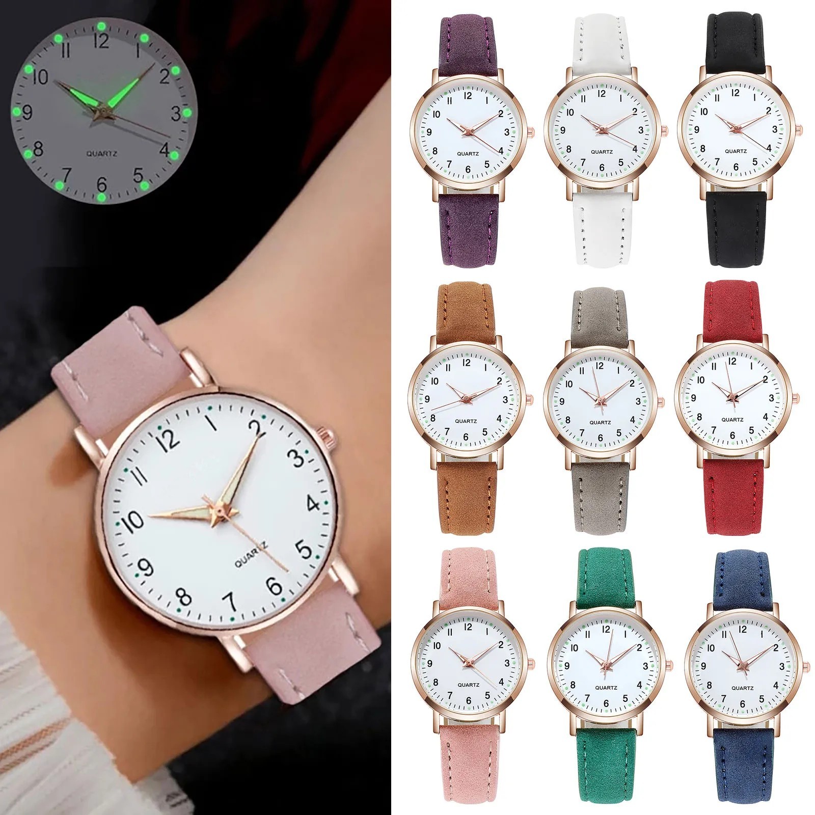 Fashion Watch For Women Leather Quartz Watches Ladies Luxury Back Light Wristwat