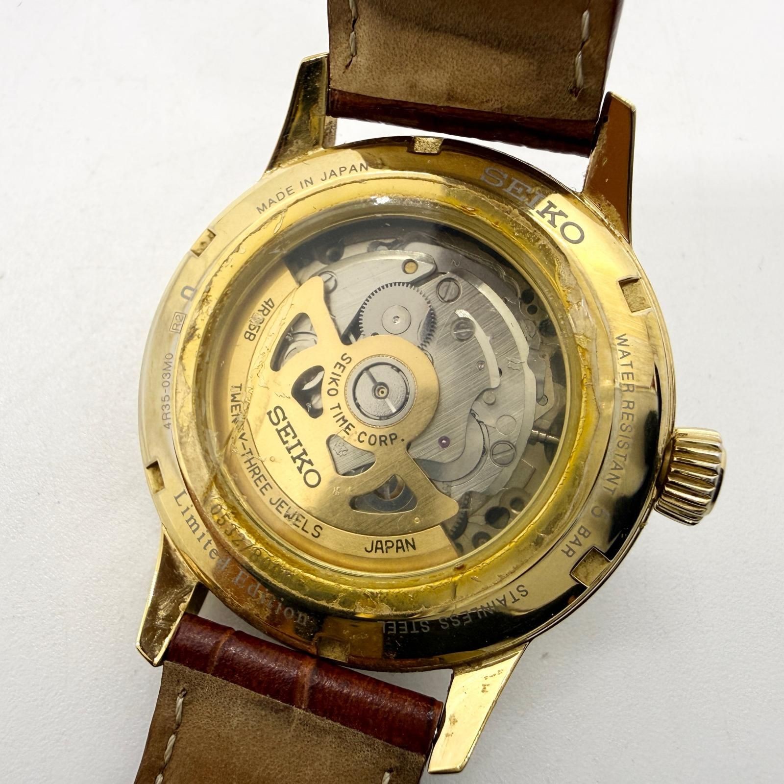 Seiko Presage Mechanical 4R35-03M0 GP Leather Limited 8000 wrist 22cm