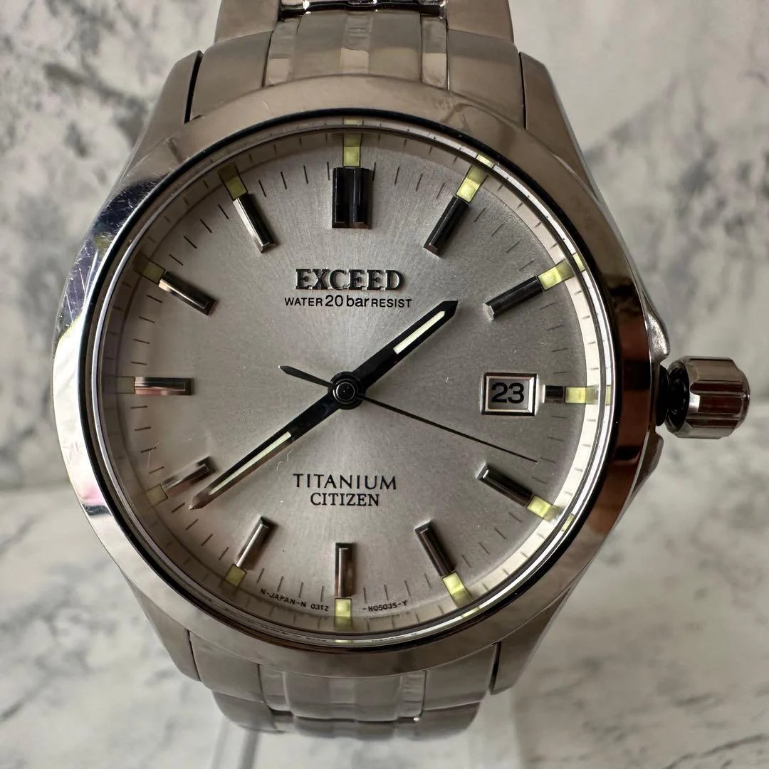 CITIZEN EXCEED 0312-H02578 Titanium Quartz 1.38in Mens Watch Pre-owned