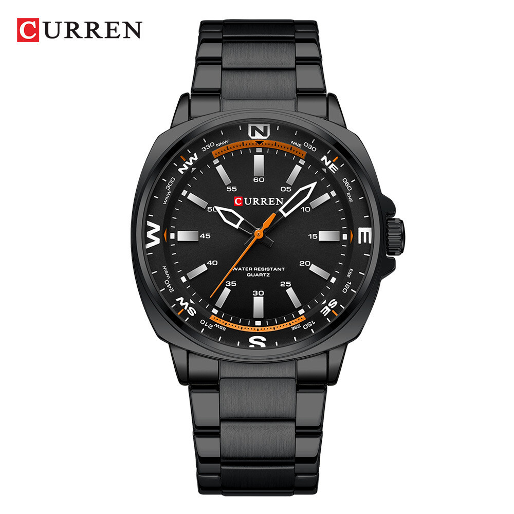 CURREN Men Quartz Watch Steel Wrap-Around Strap Wristwatch Males Business Watch