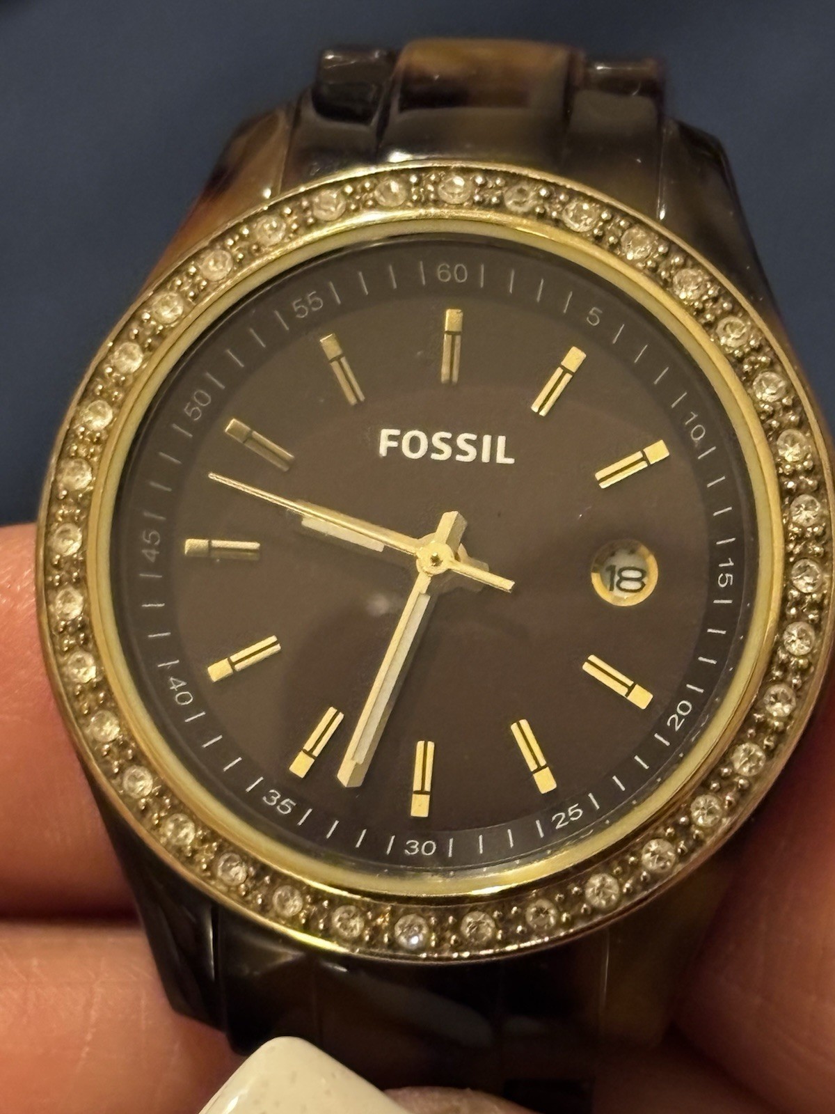 Fossil Stella Mini Faux Tortoise Resin Ladies Watch ES2922 Fits 16 1/2 cm Wrist