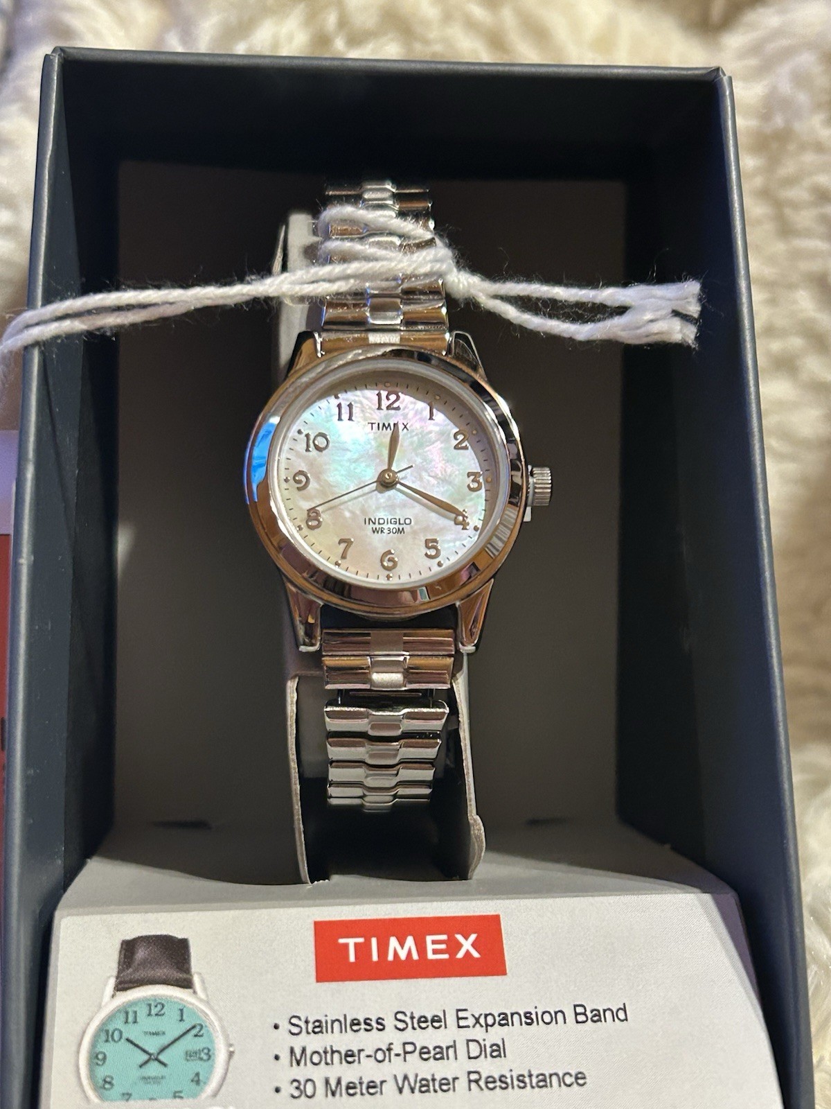 Women’s Timex Indiglo Expansion Band Watch NEW – Silver/Mother of Pearl