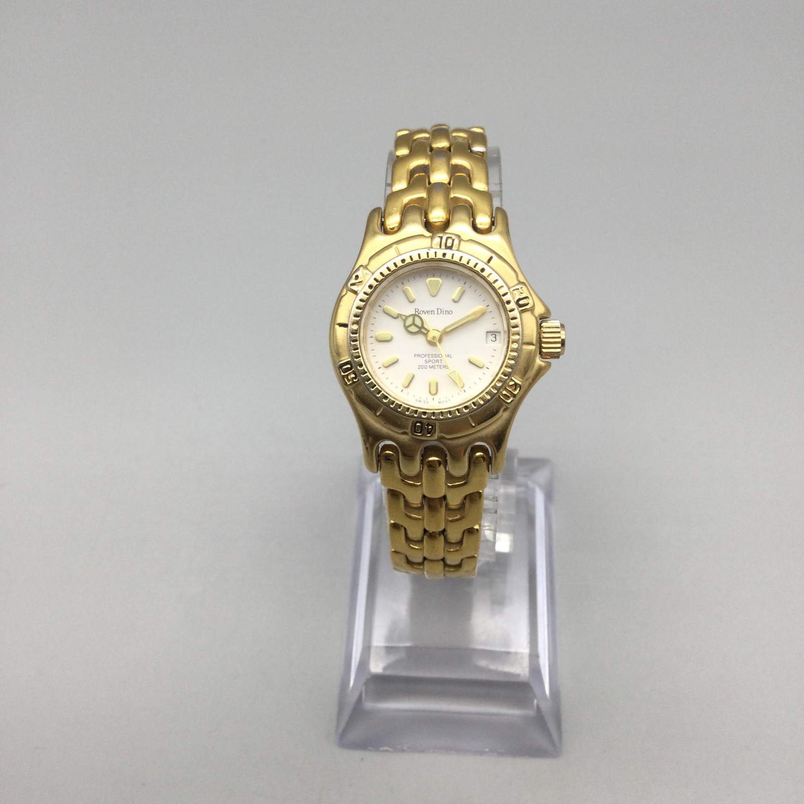 Roven Dino Talon Womens Watch 23mm Gold Tone Sport Diver Date 200M 6.25″