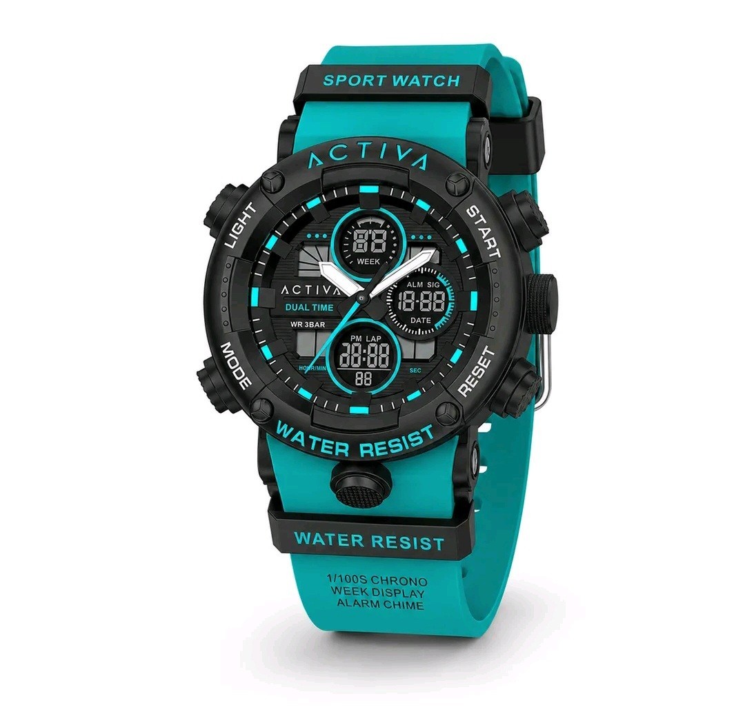 Activa X Invicta Diaital Men’s Watch – 52mm, Teal. Blue ACW8038-003 New