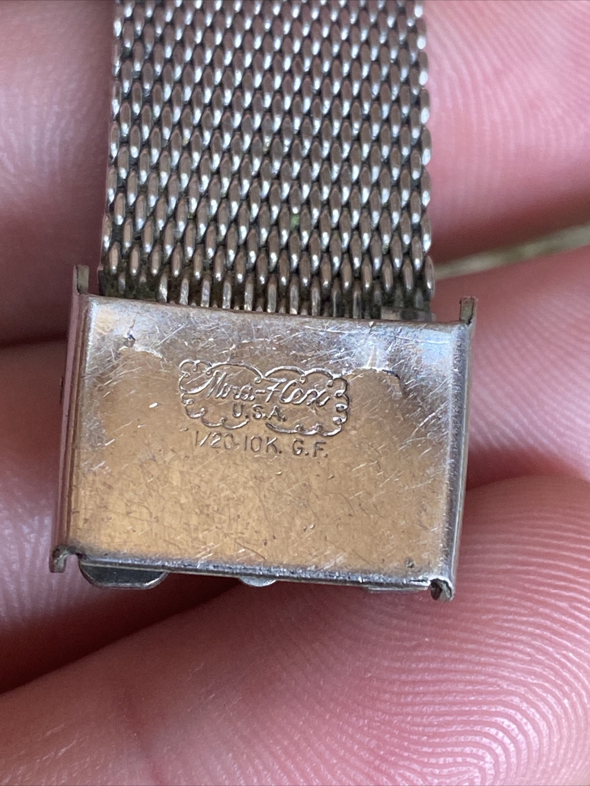 Vtg Ladies Waltham Incabloc 17 Jewel 1/20 10k GF 15mm Mira-Flex Mesh Watch Band