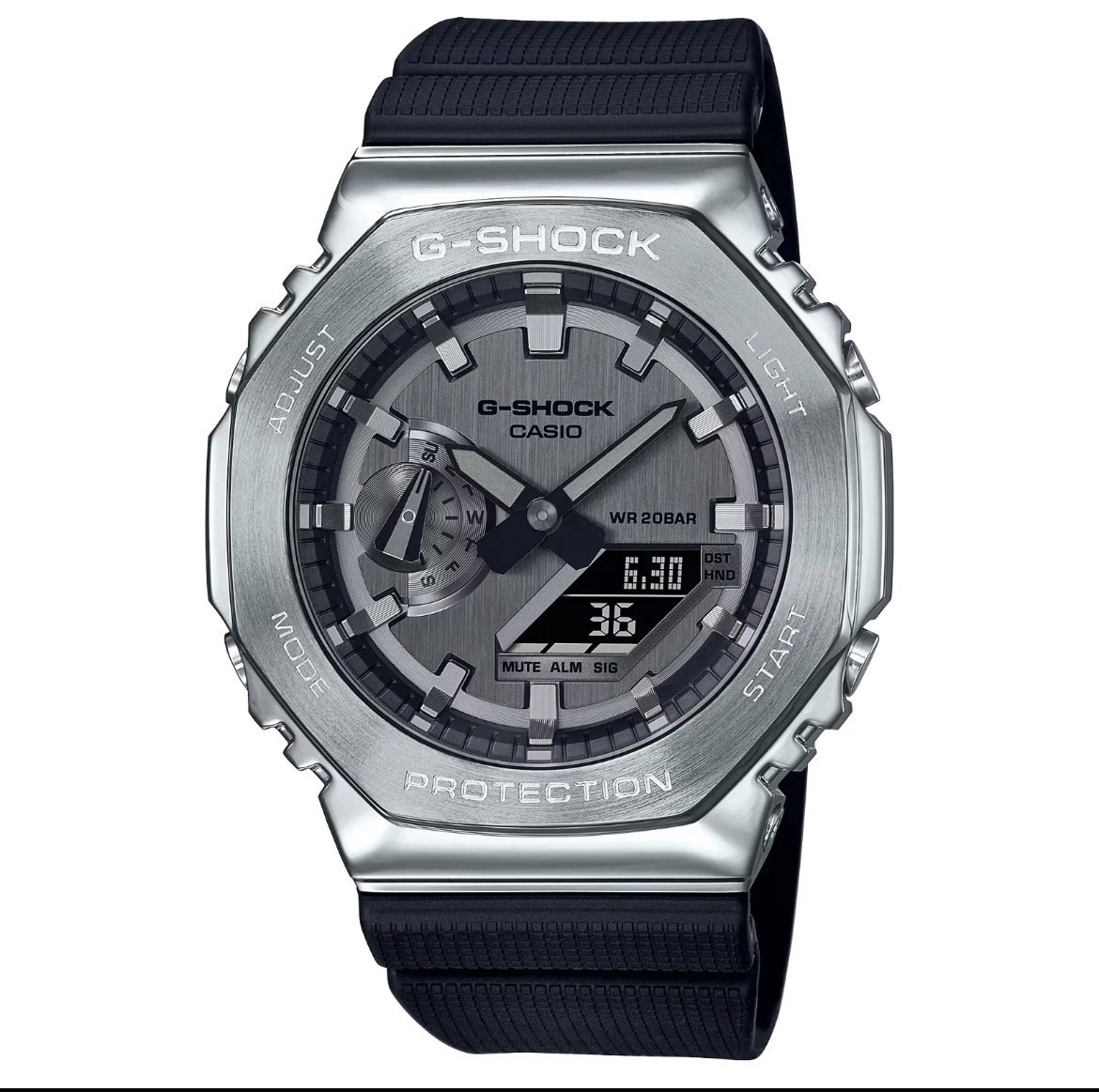 *BRAND NEW* Casio G-Shock Steel Silver-tone Dial Resin Men’s Watch GM2100-1ASW