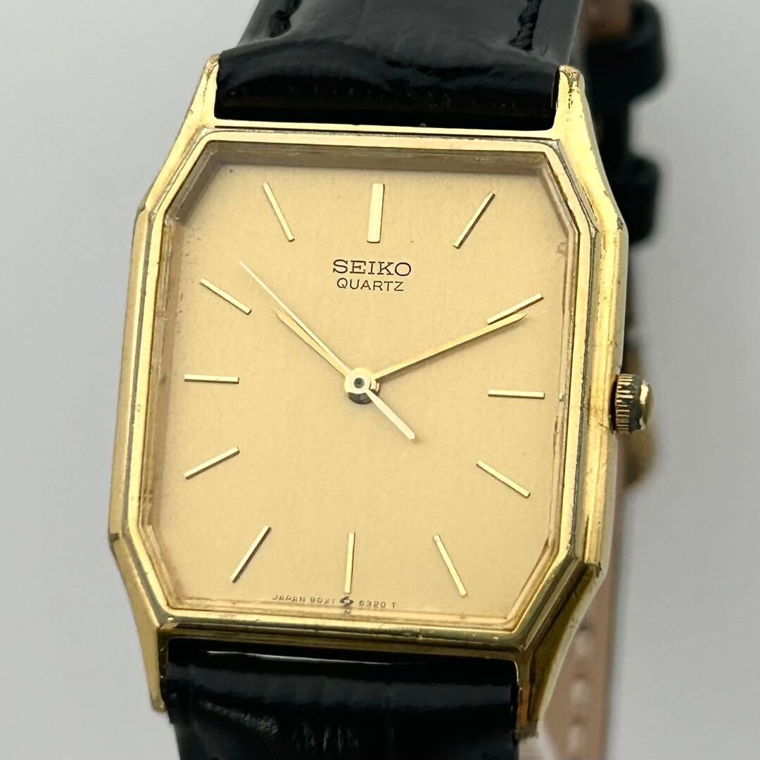 SEIKO Quartz 9021 5260 Vintage Gold Octagon Ladies Watch Japan 1985 Working