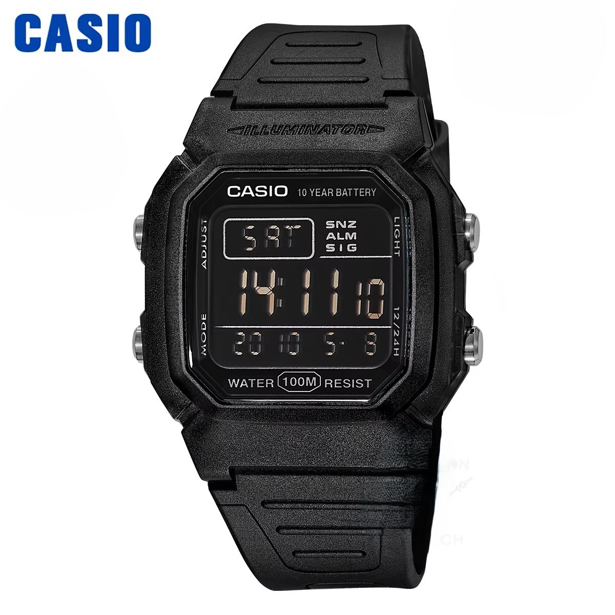 Casio W-800H-1B Digital Watch Black LED Light 10-Year Battery Water Resist