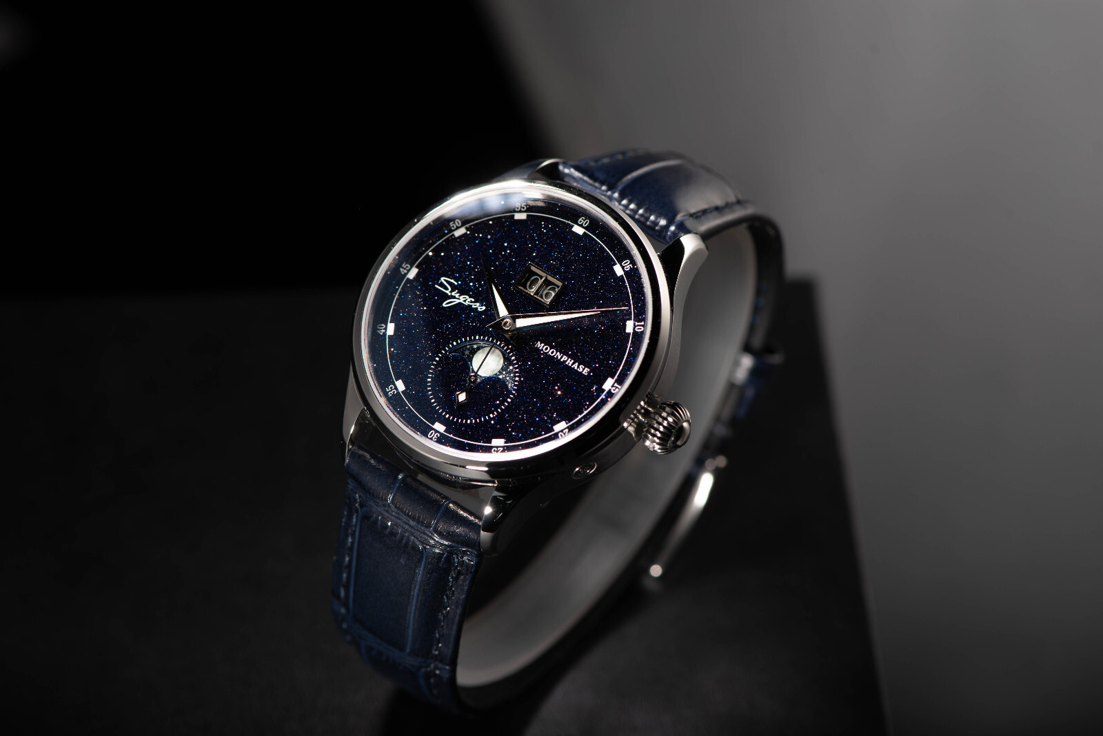1PC Sugess MoonPhase Master StarDust Mechanical Watch Seagull 1963 SU2528STRA V3