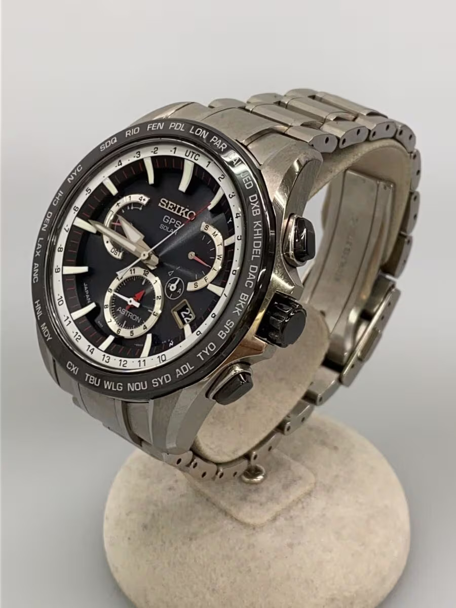 SEIKO Solar Watch Analog Stainless BLK SLV 8X53 0AD0 2