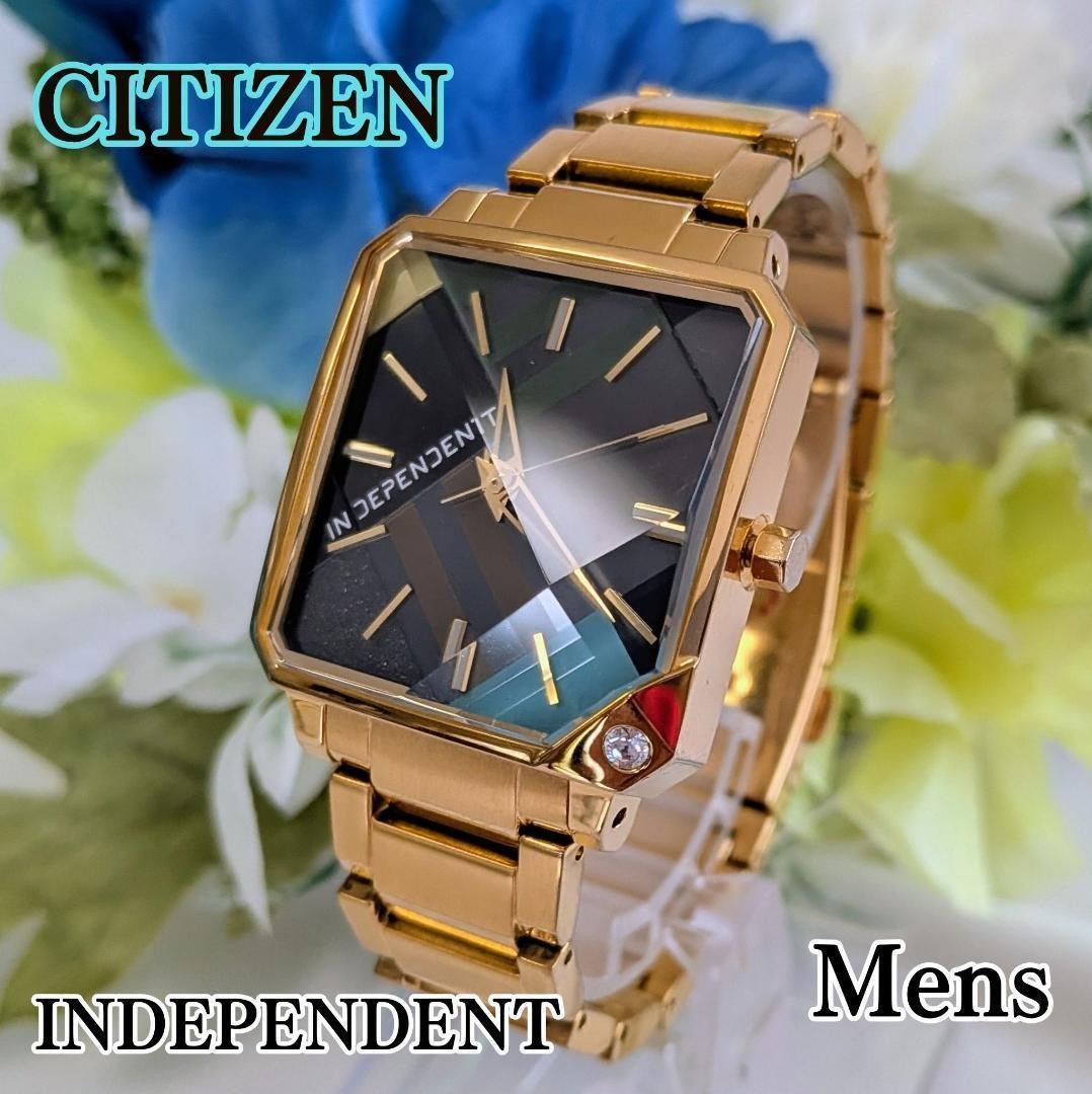Excellent Condition CITIZEN Men’s Wristwatch Independent Black Gold Modern with