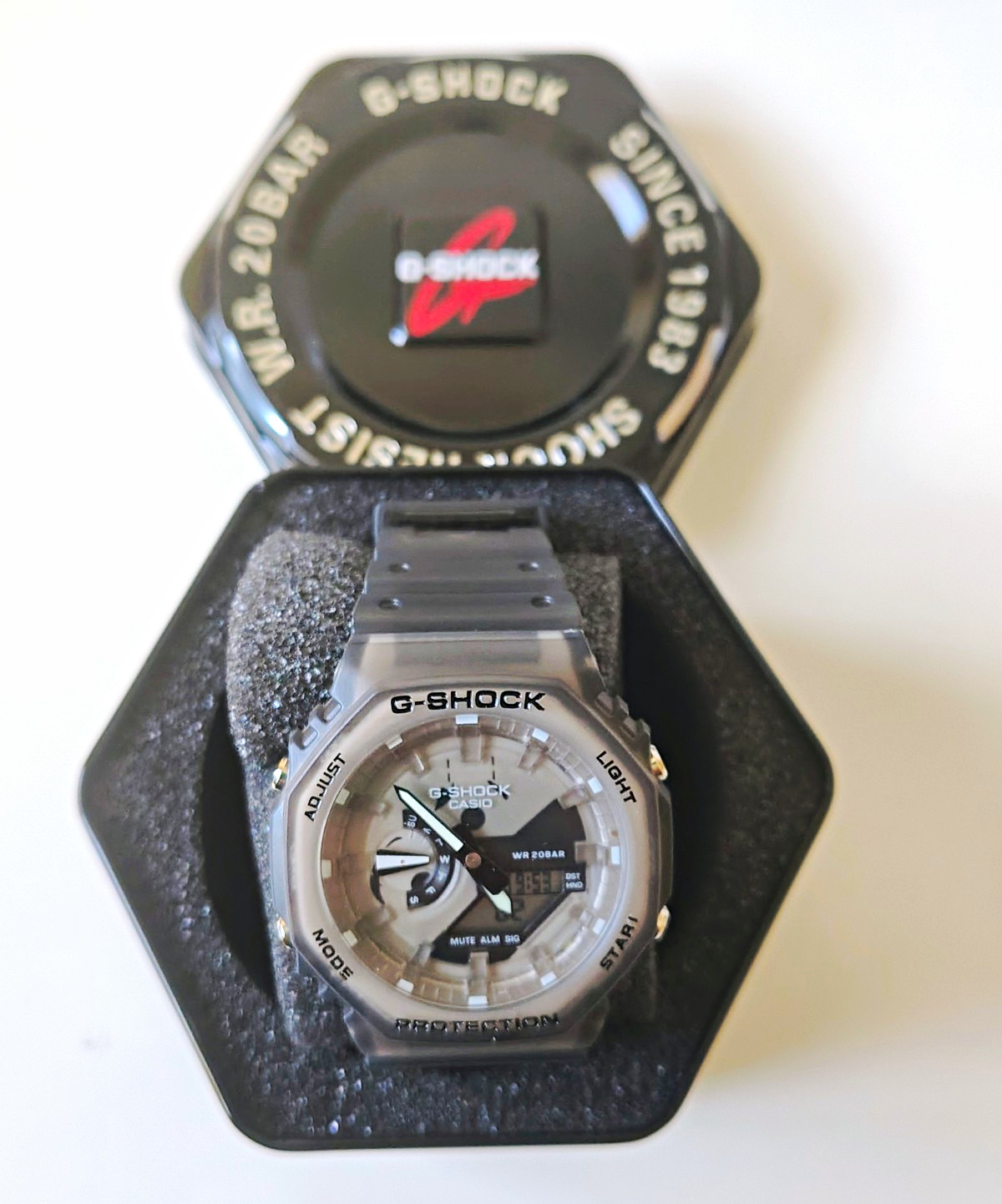 Casio G-SHOCK Analog-Digital Gray Resin Watch 200m Quartz Alarm w/ Box
