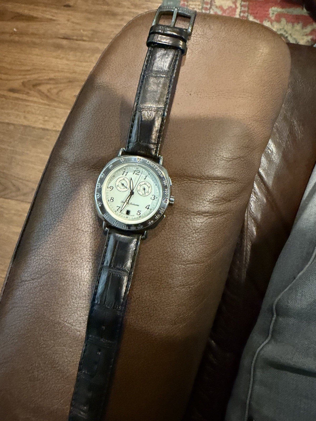 Tommy Bahama Quartz Chronograph Date Tachymeter Silver Dial with Black Leather