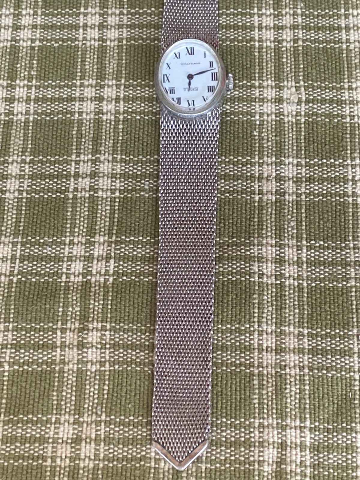 Vtg Ladies Waltham Incabloc 17 Jewel 1/20 10k GF 15mm Mira-Flex Mesh Watch Band