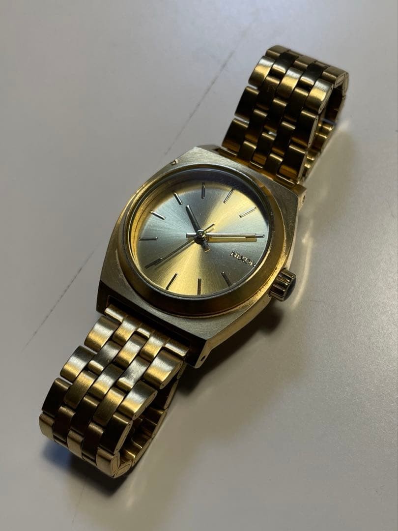 Nixon Small Time Teller All Gold Stainless Steel Analog Ladies Watch 15.8cm