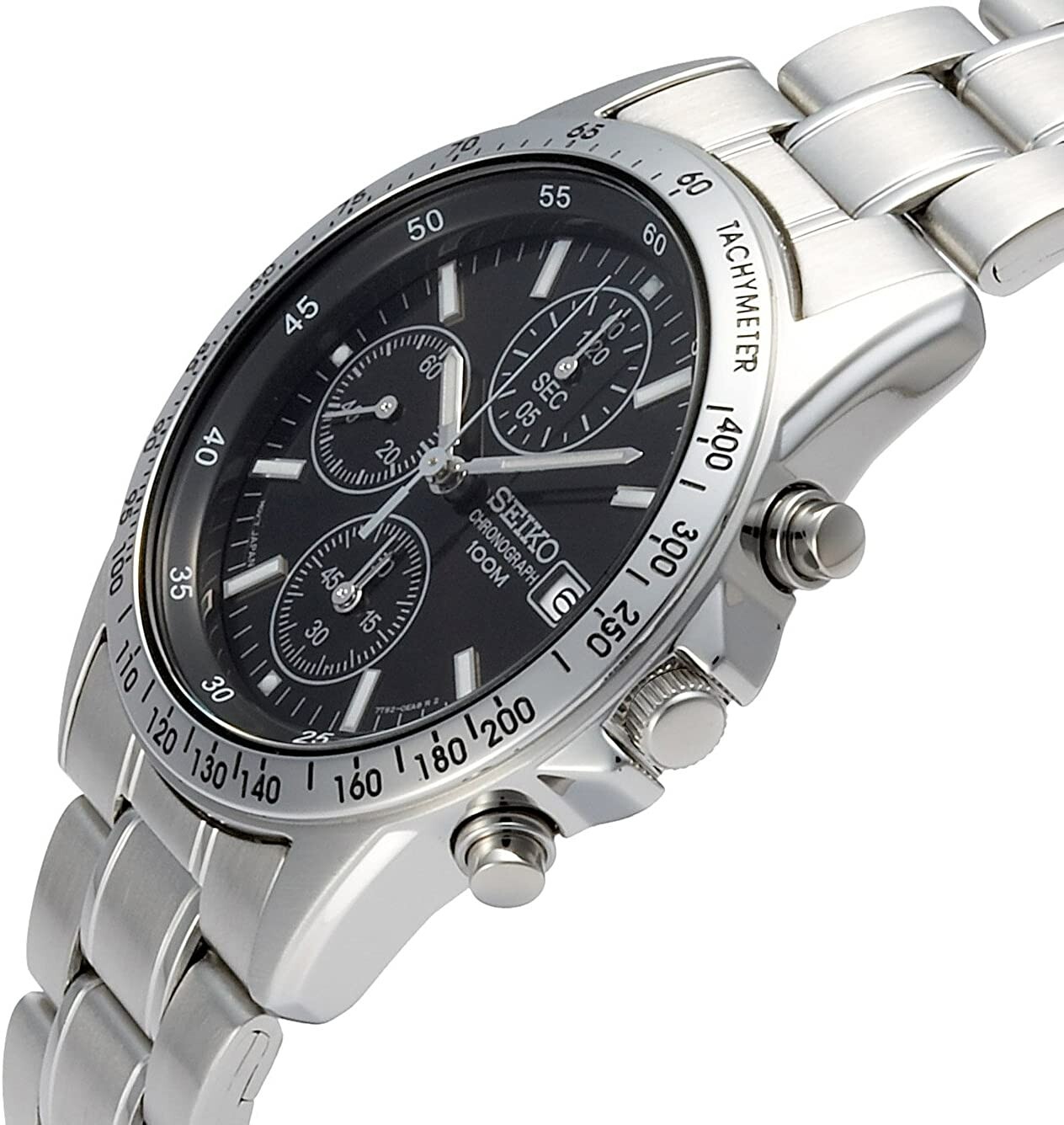 SEIKO Chronograph SND367PC Black Silver Men’s Watch Japan