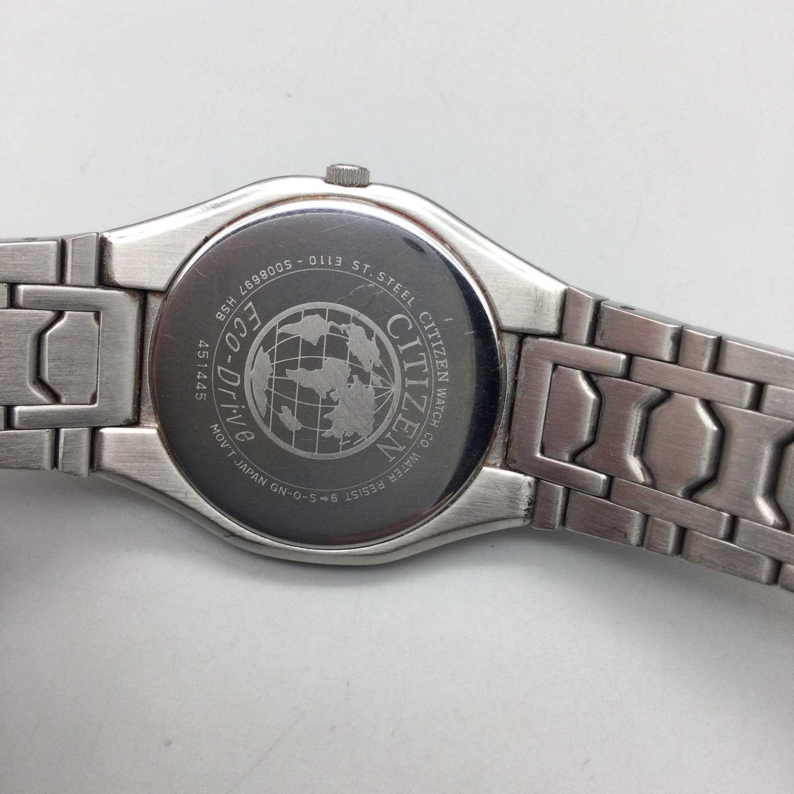 Citizen Eco-Drive Mens Watch 37mm Black Dial Stainless Bracelet Date BROKEN BAND