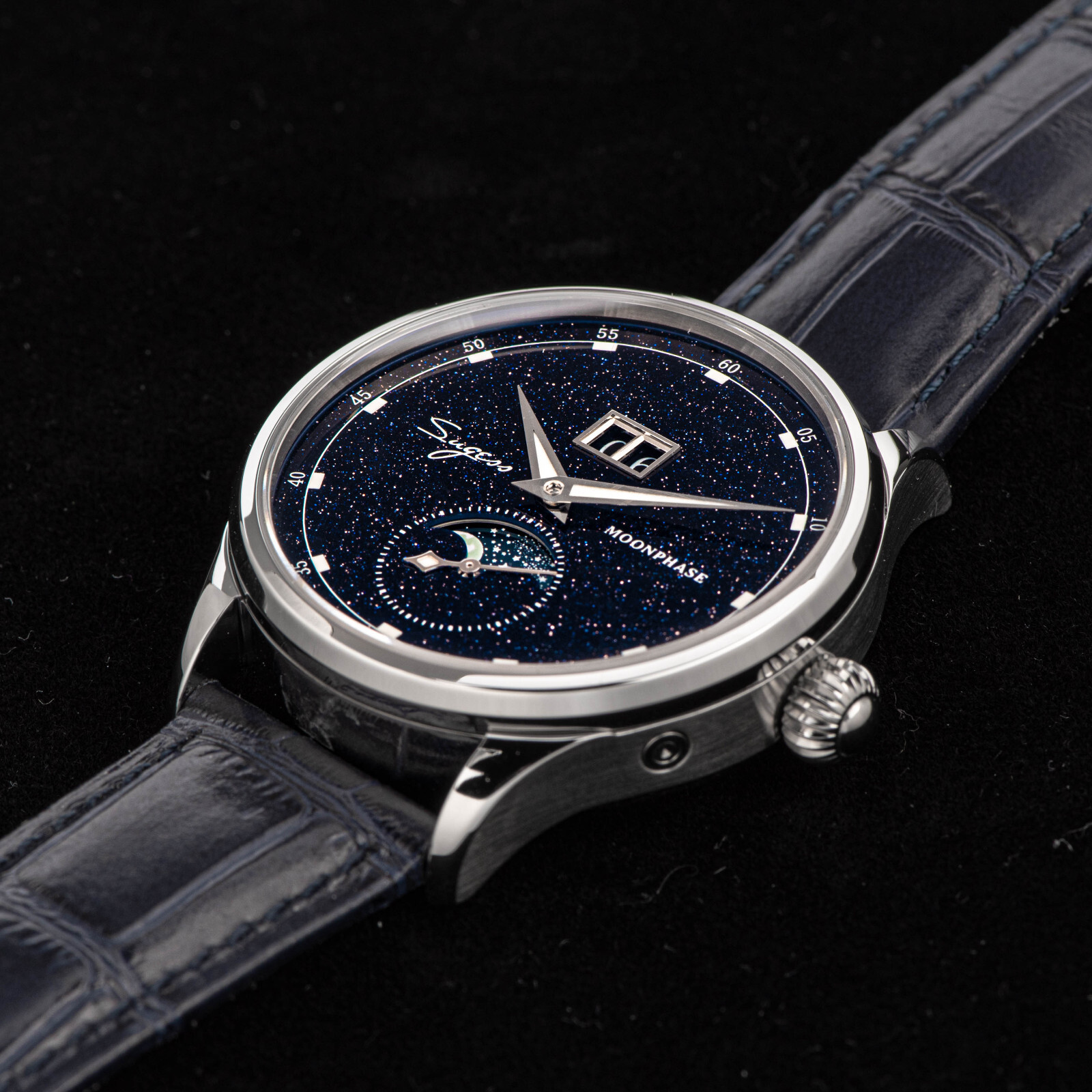 1PC Sugess MoonPhase Master StarDust Mechanical Watch Seagull 1963 SU2528STRA V3