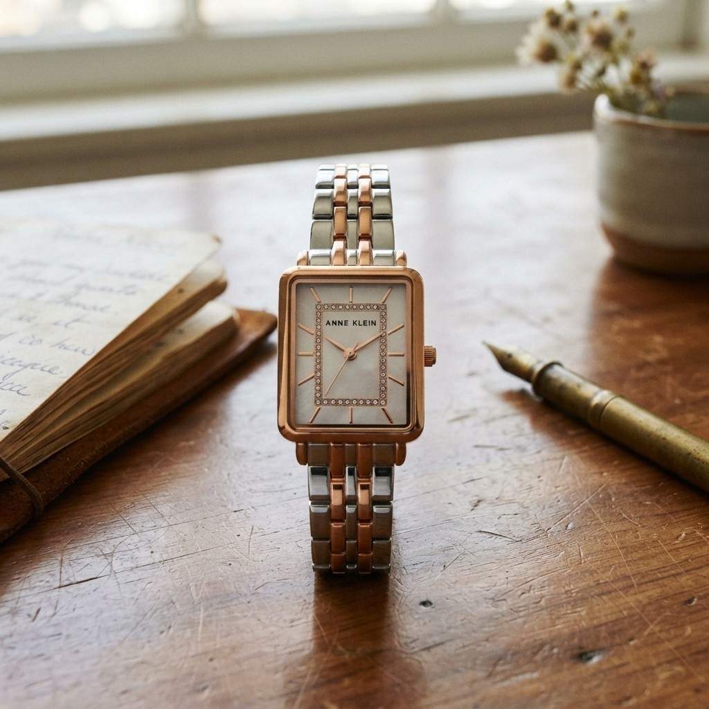 Chic Women’s Silver Glitter Watch with Rectangular Dial & Double Locking Clasp