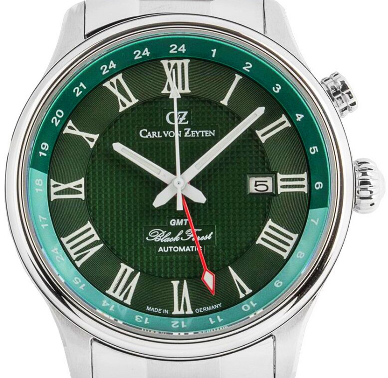Carl von Zeyten CVZ0087GRMS Rench Automatic GMT silver green Steel Men’s Watch