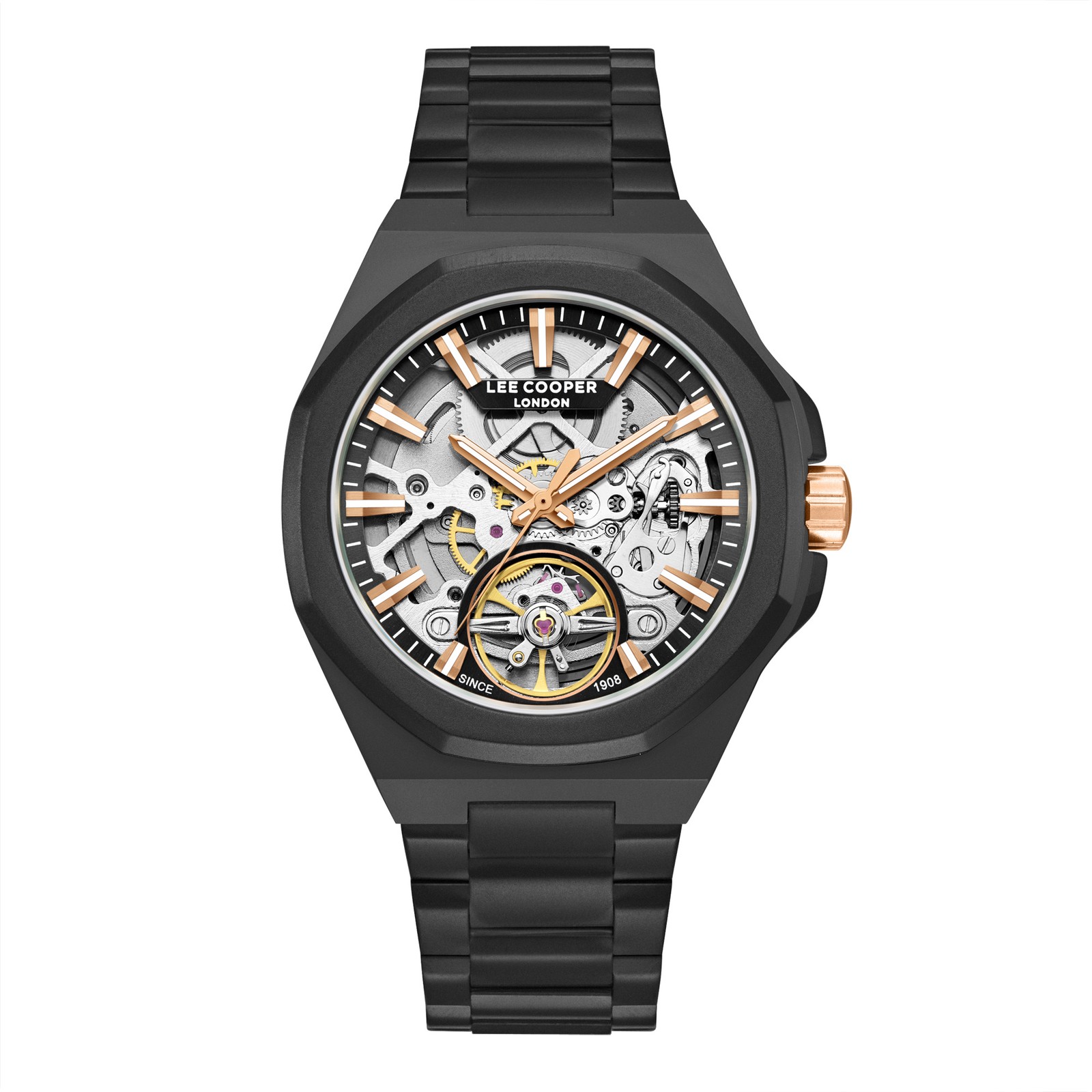Lee Cooper Men’s Automatic Watch | Black Dial, Black Case, 43mm, 50 m (5 ATM)