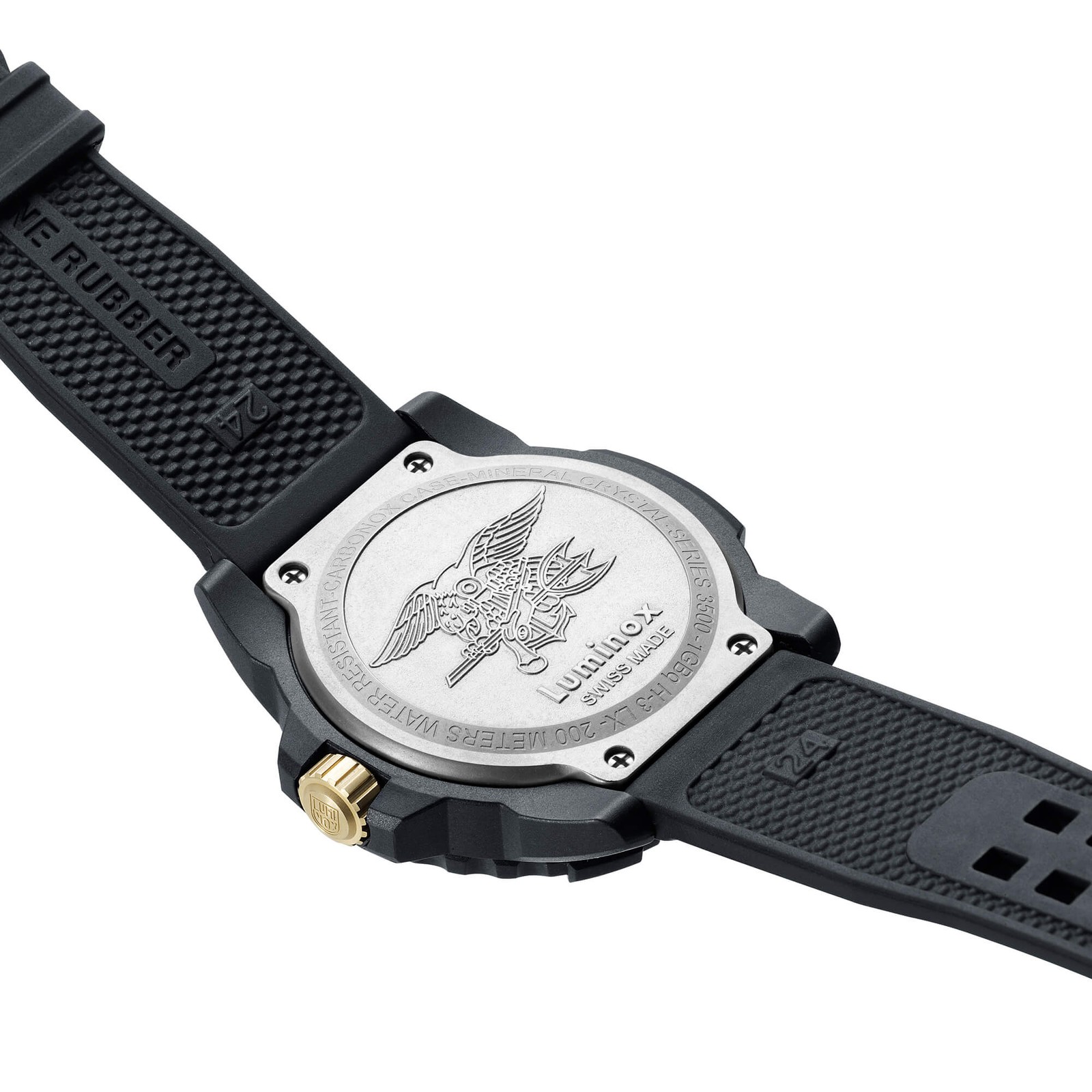 Luminox Men’s Watch Navy Seal Quartz Black Steel Case Rubber Strap 3508.Gold