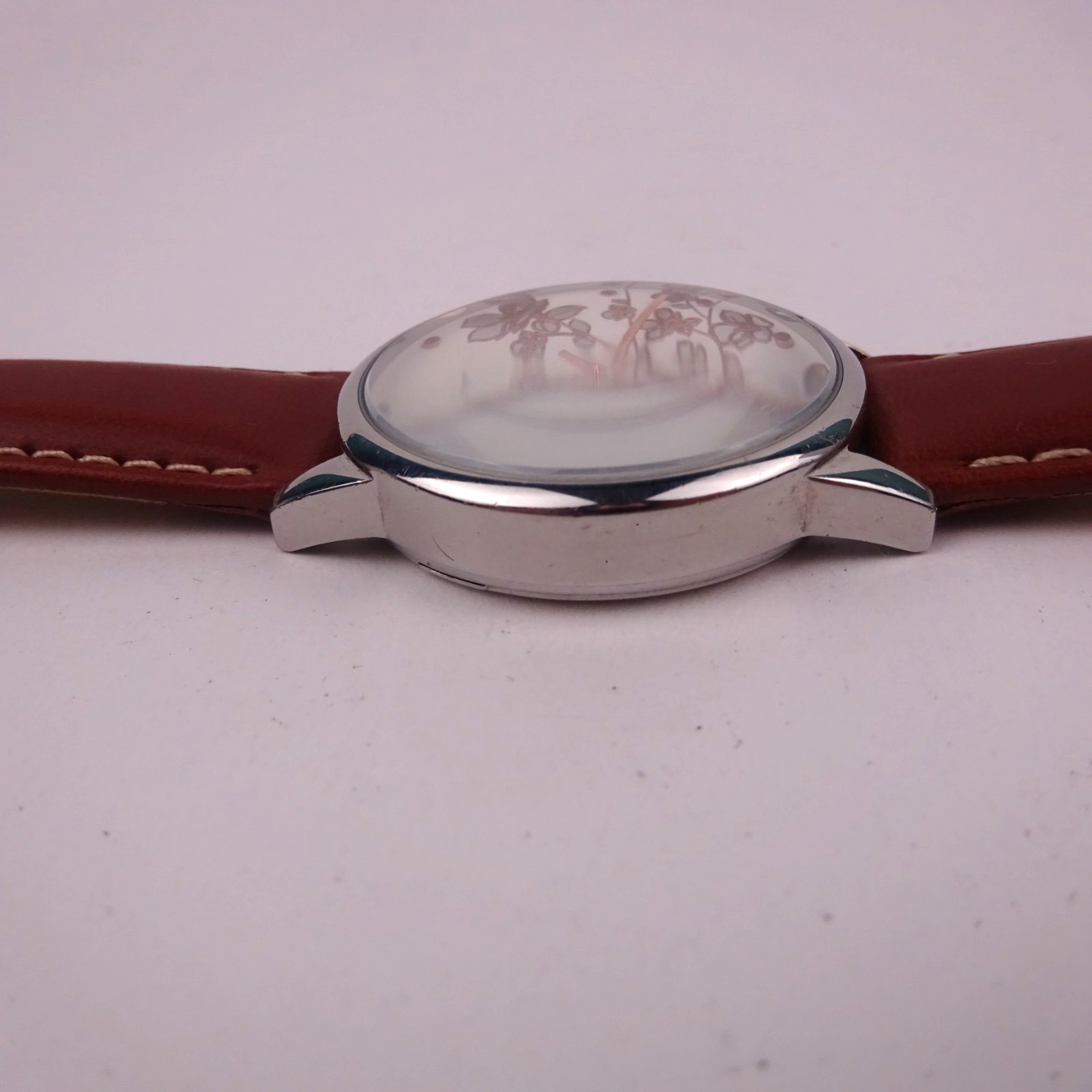Radley Ladies Floral Watch RY4347 Rose Gold Plated Brown Leather Strap