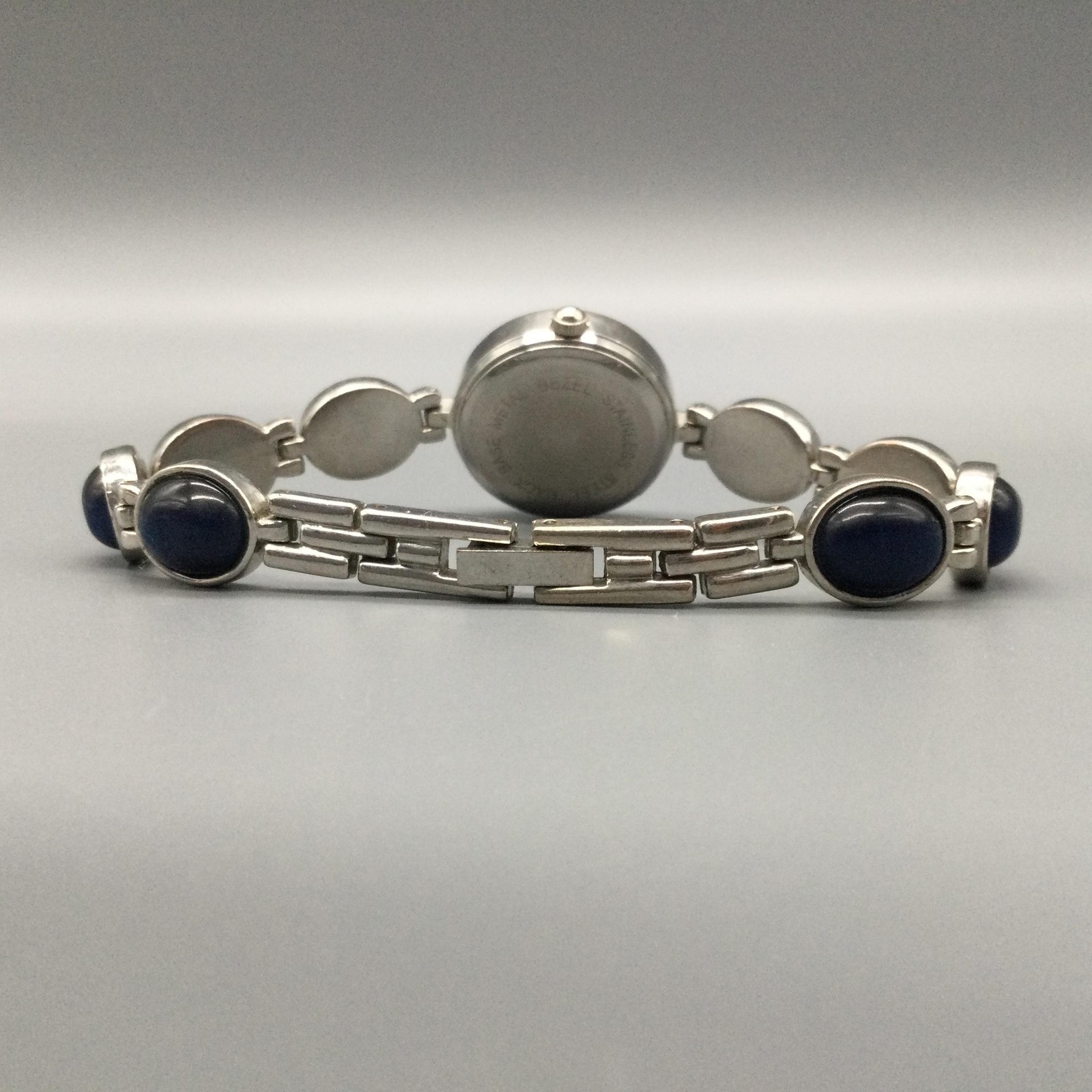 Blue Cabochon Womens Watch 22mm MOP Dial Crystals Silver Tone New Battery 7″