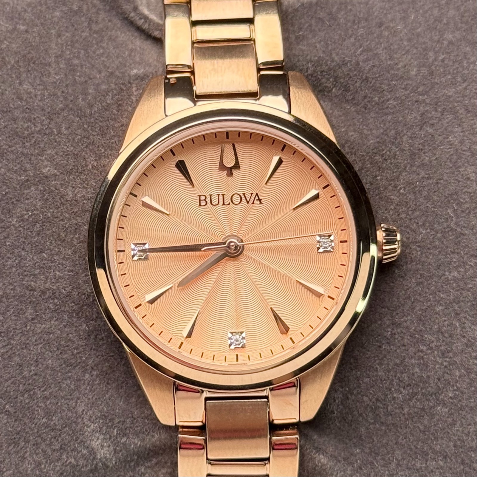 Bulova Sutton Watch 28mm Rose Gold Dial Stainless Steel Women’s Watch 97P151