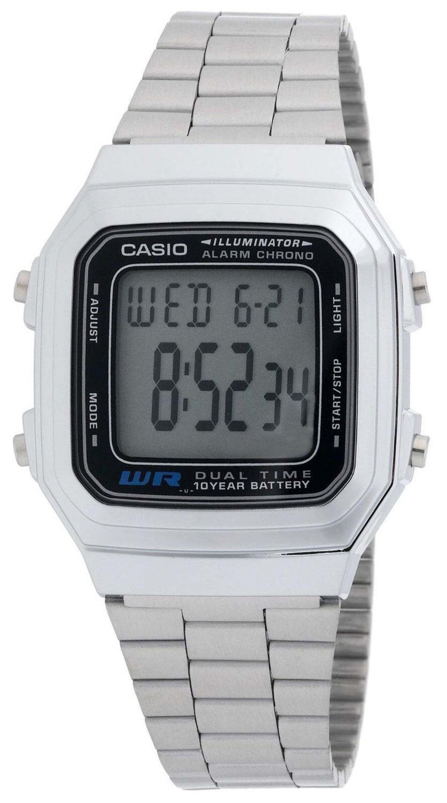 Casio Men’s Quartz Illuminator Alarm Chronograph 34mm Digital Watch A178WA-1A
