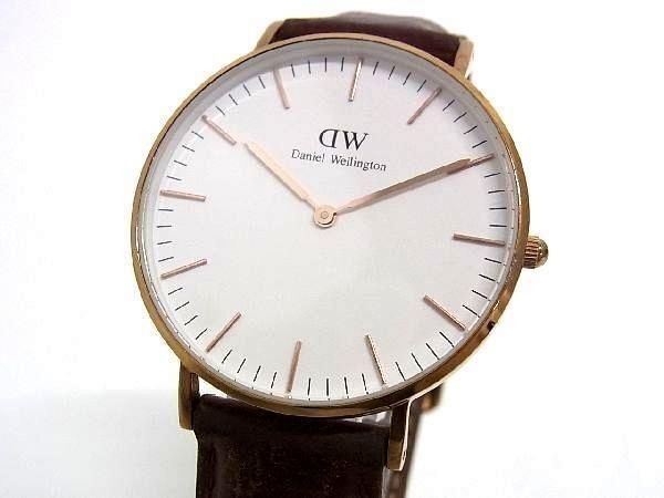 [A1R] Daniel Wellington DD6916 White Brown SS Leather Quartz [z9w]