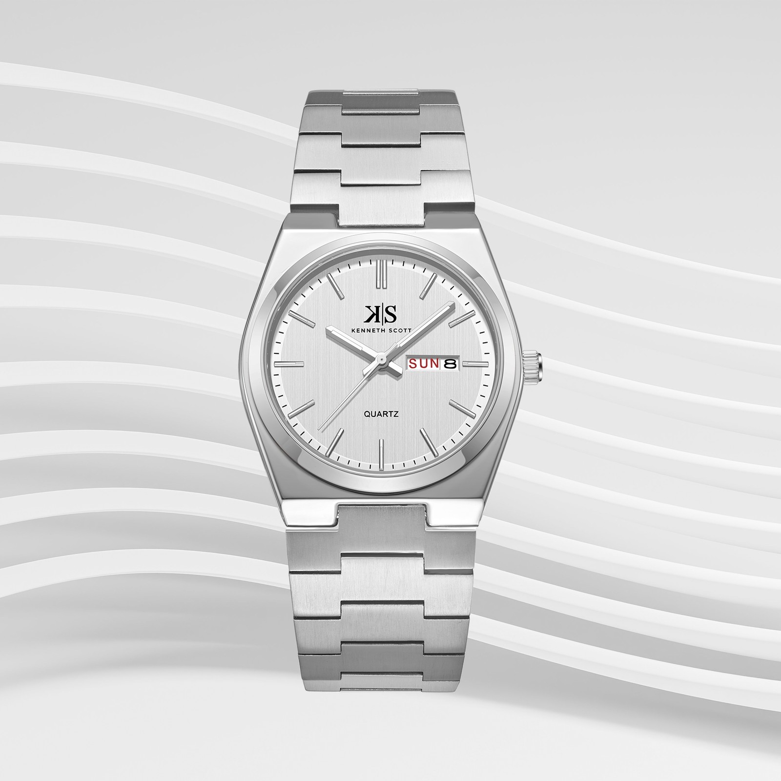 Kenneth Scott Men’s Analog Watch | White Dial, 40mm, 30 m (3 ATM)
