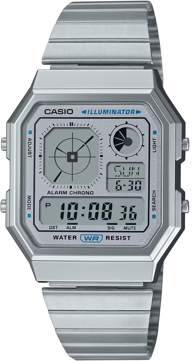 CASIO A130WE-7A Unisex Vintage Silver Digital Analog Watch
