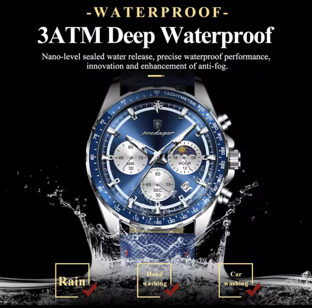 POEDAGAR Original Fashion Men Luminous Waterproof Chronograph Date…