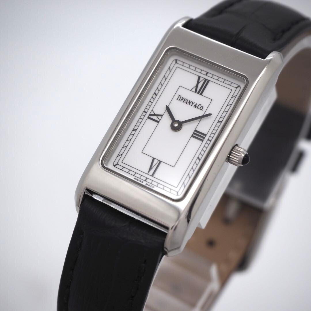 Tiffany & Co. Women’s Classic Rectangular White Roman Quartz Watch Auth