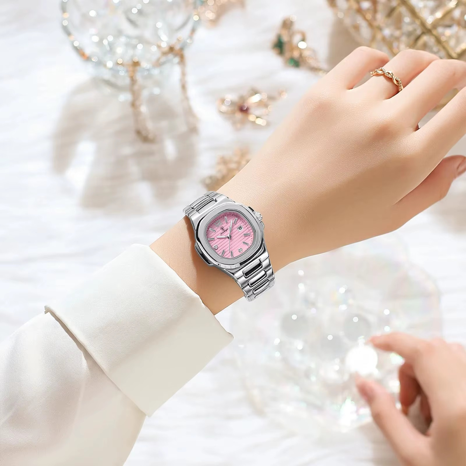 Luxury Women’s Square Quartz Watch Date Luminous Waterproof Wristwatch Ladies