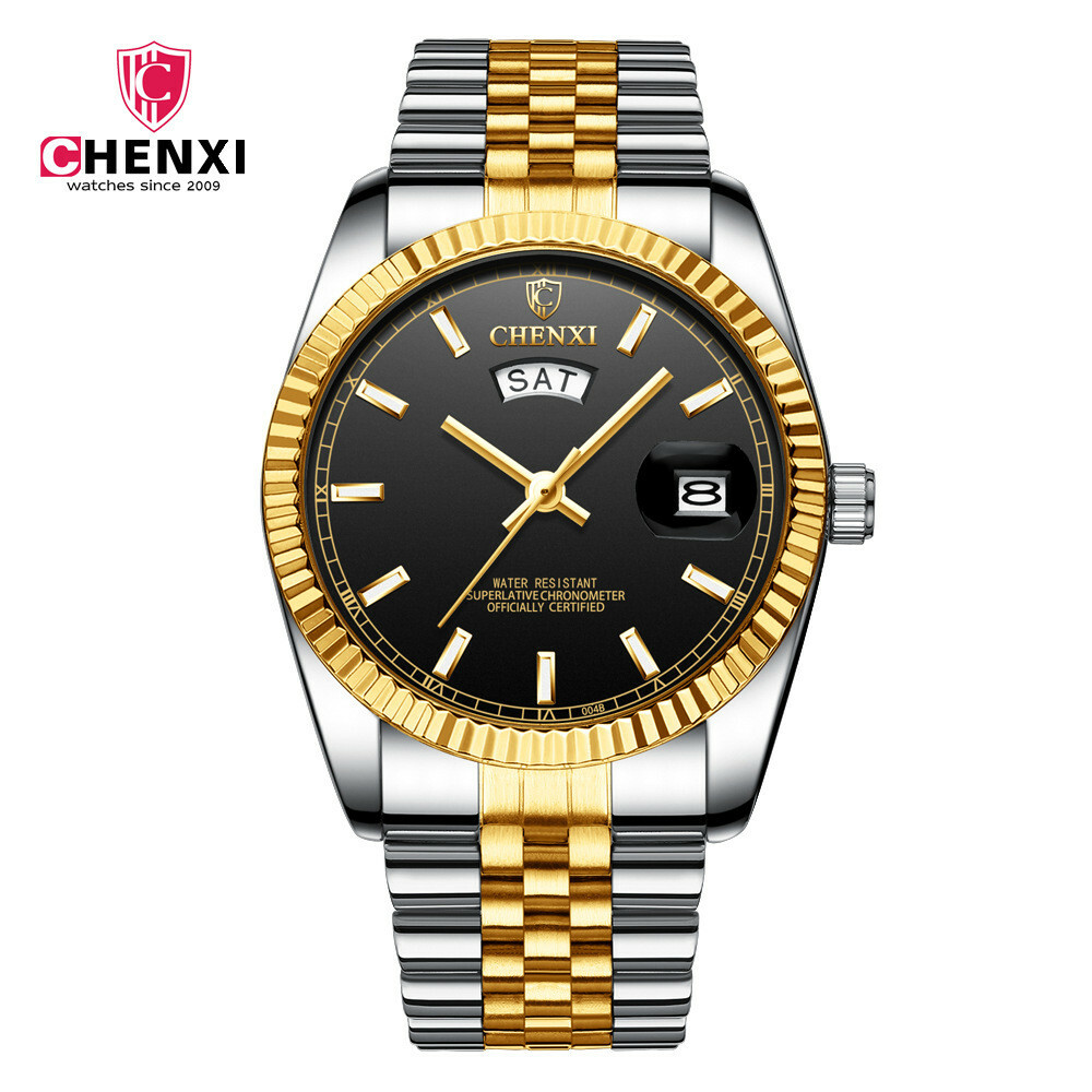 CHENXI Men’s Quartz Business Watch Stainless Steel Date Waterproof Wristwatch