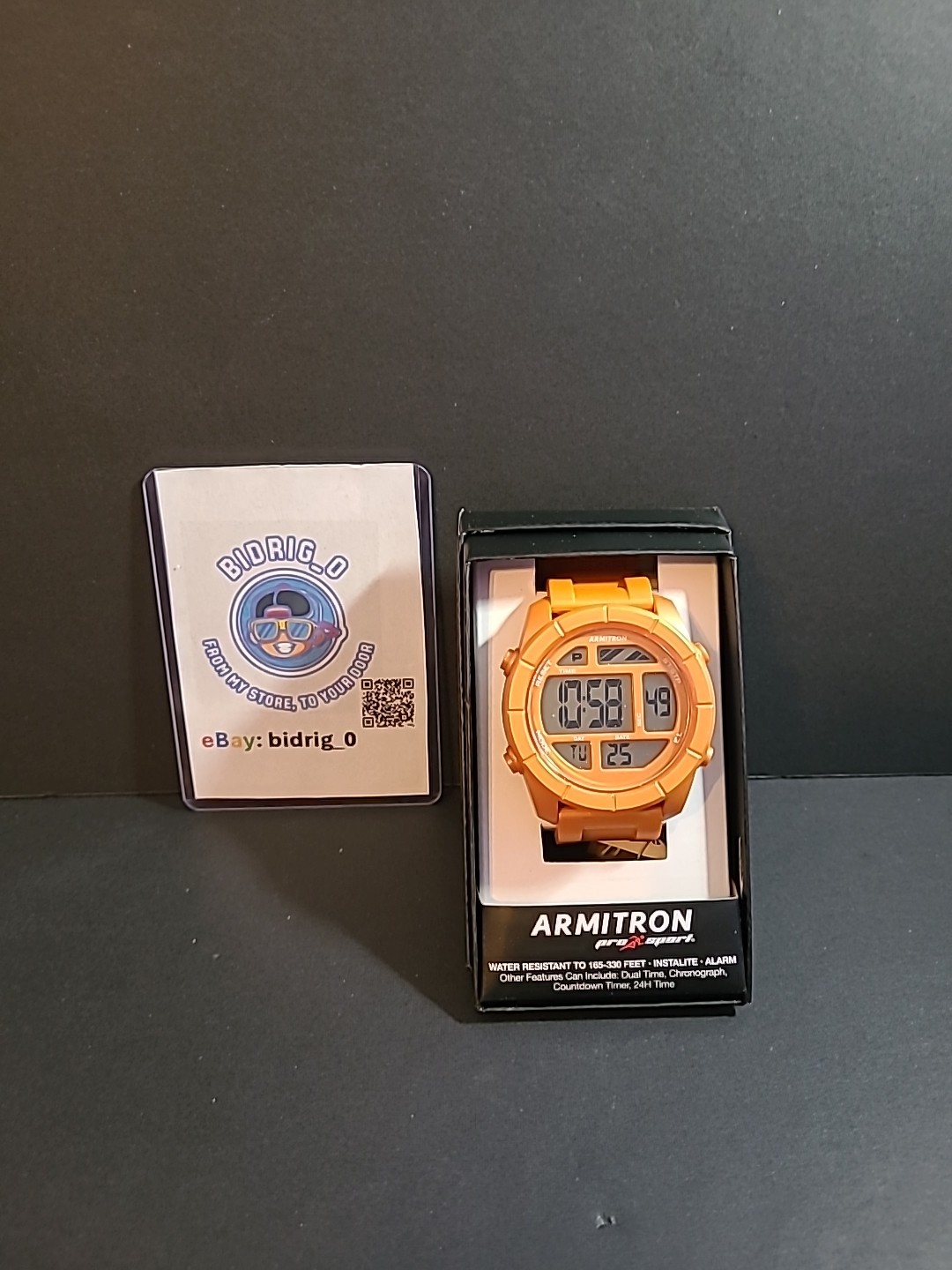 Armitron Pro Sport 40-8253ORG Men’s Orange Resin Digital Chronograph Round Watch