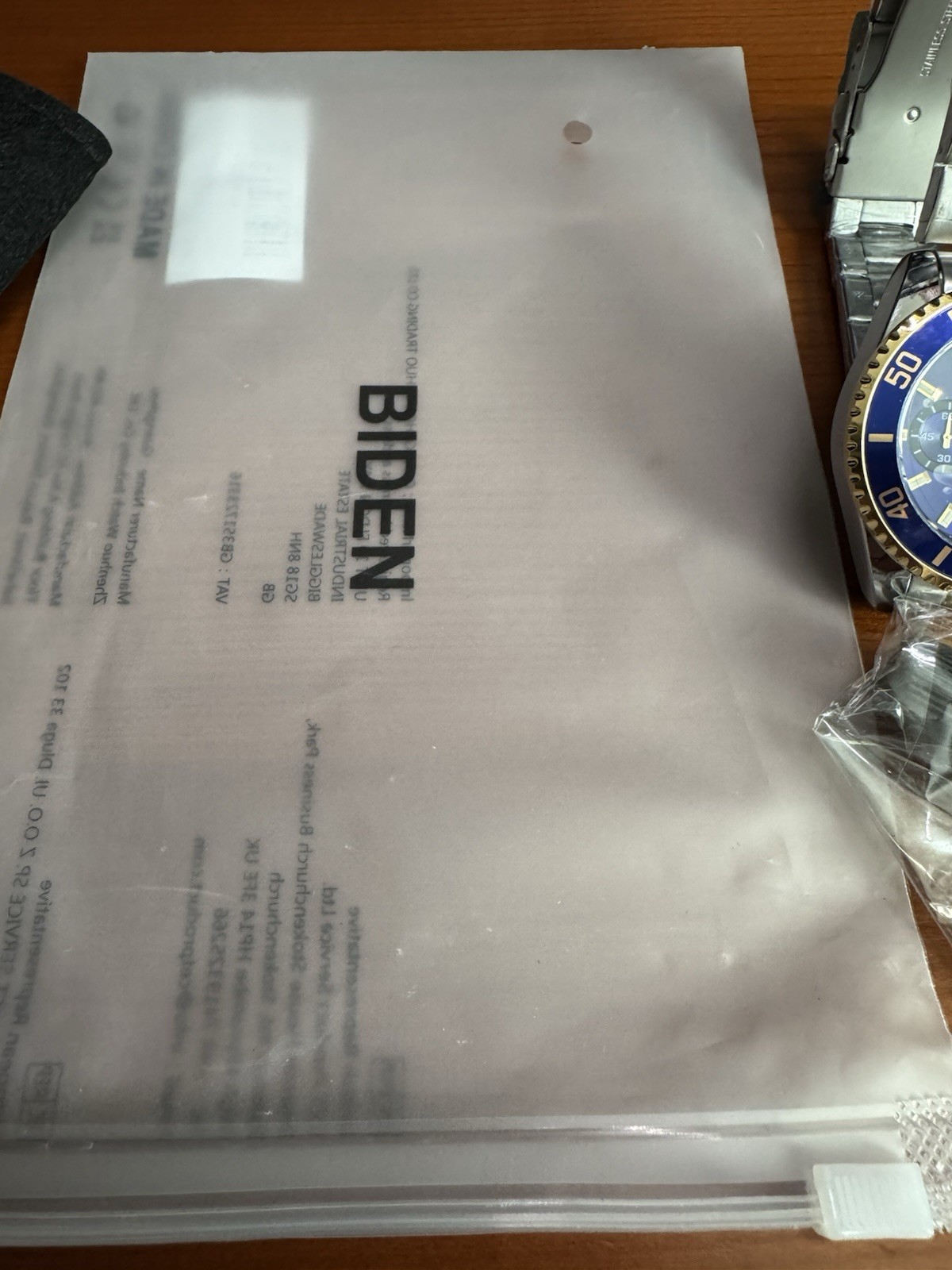 Biden Quartz 3ATM, Stainless Steel, No. 0163, Chronograph, Blue, Two Tone Watch