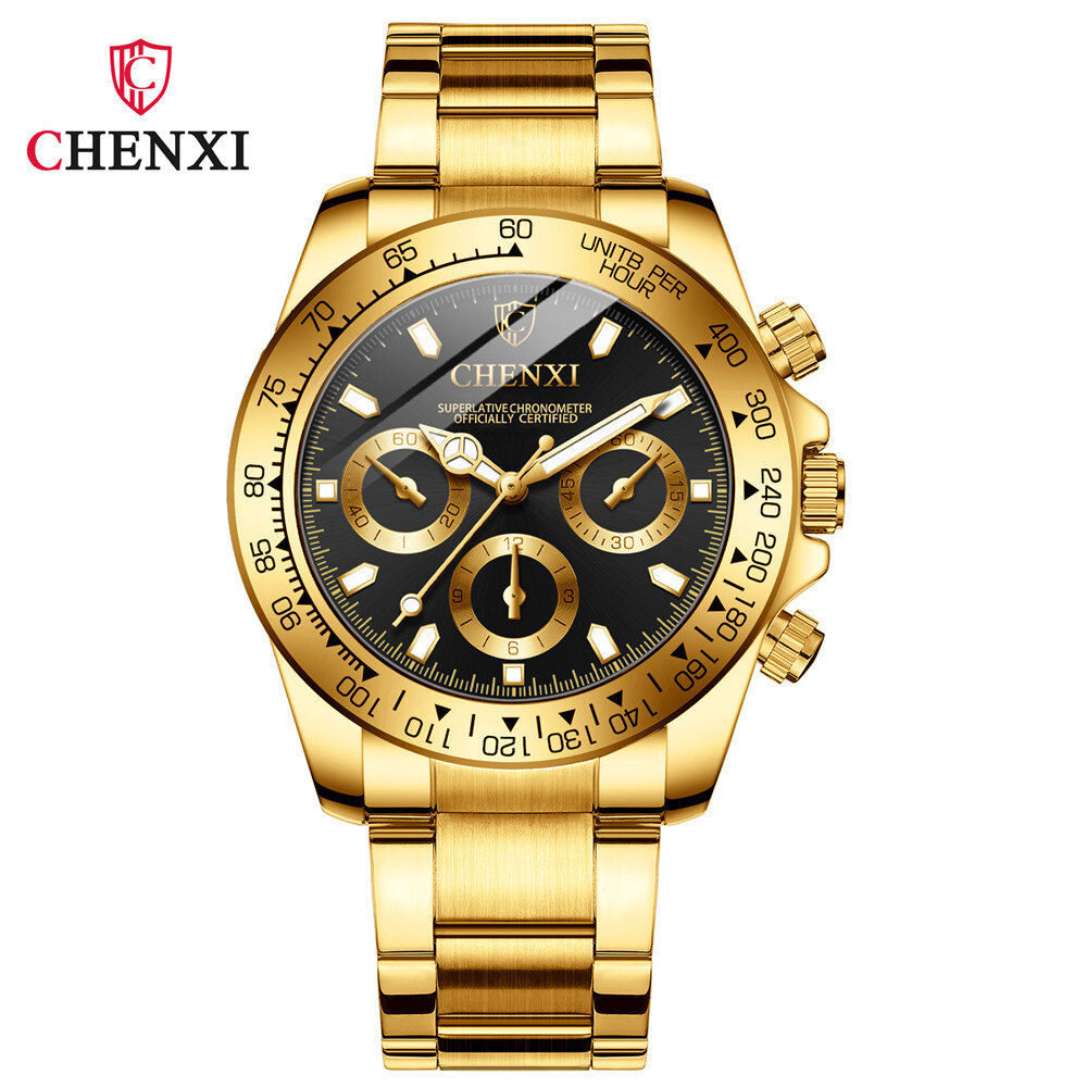 CHENXI Gold Watch Men Fashion Steel Wristwatch Business Quartz Watches Male Gift