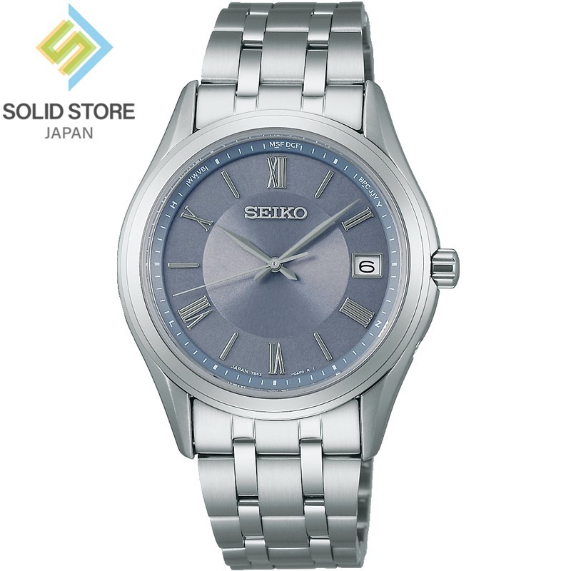 SEIKO SELECTION SBTM359 Stainless Steel Radio Solar Watch Blue Gray Dial 37mm